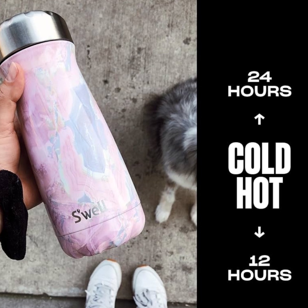 🆕 S'Well Pink Marble 16 oz Bottle